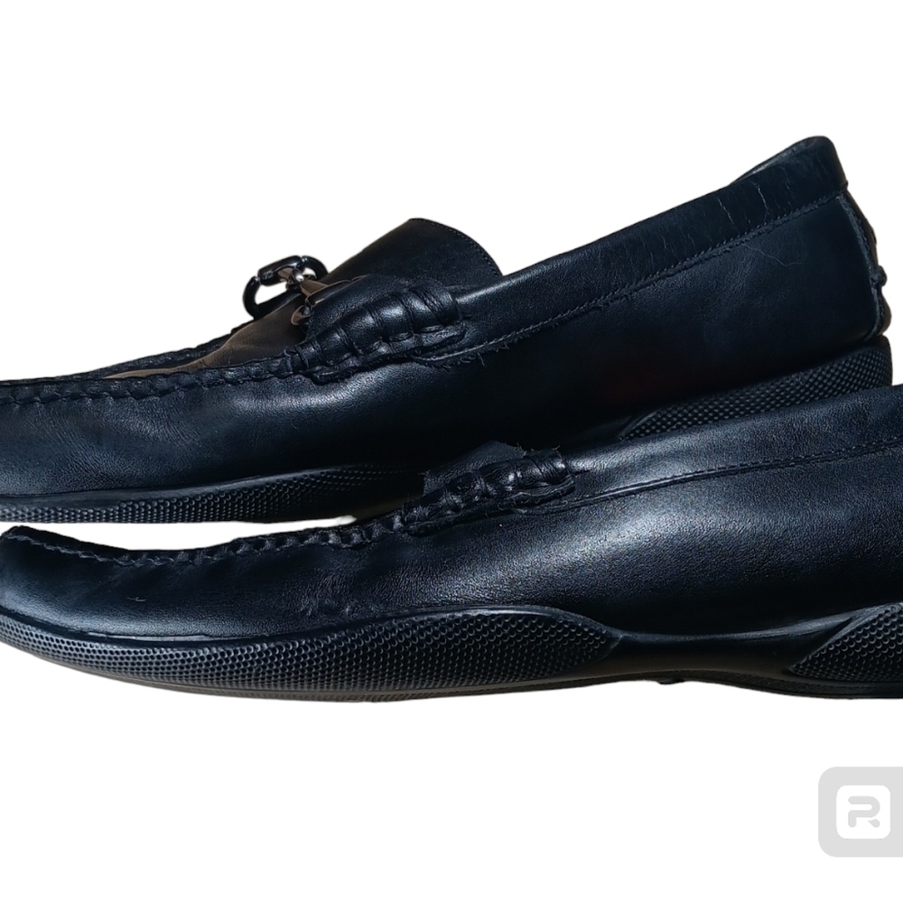 Peter Millar Men's Black Leather Slip On Brazilian Casual Dress Shoes 9W - Picture 2 of 6
